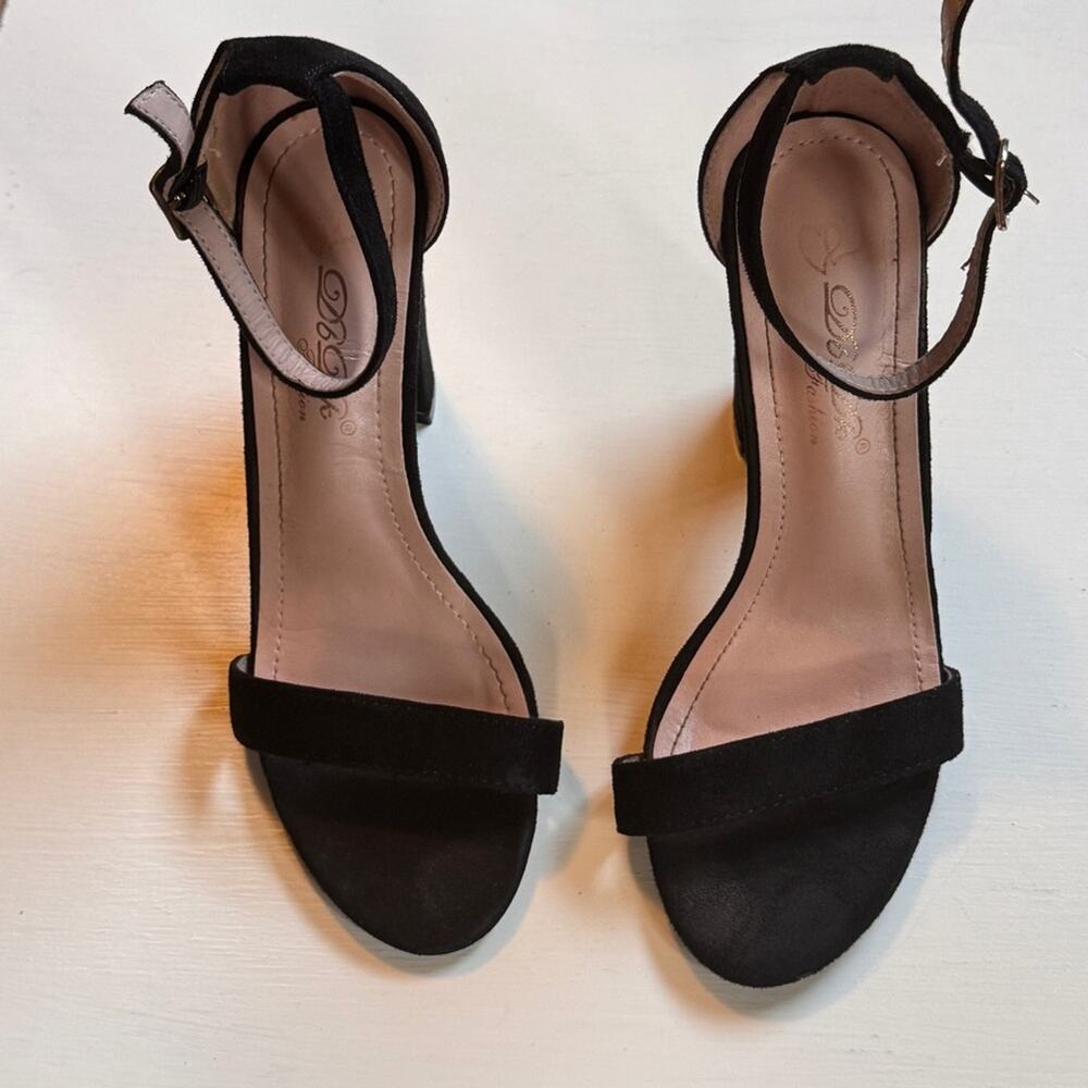 Black High Heel Strappy Ankle Shoes Sz 7